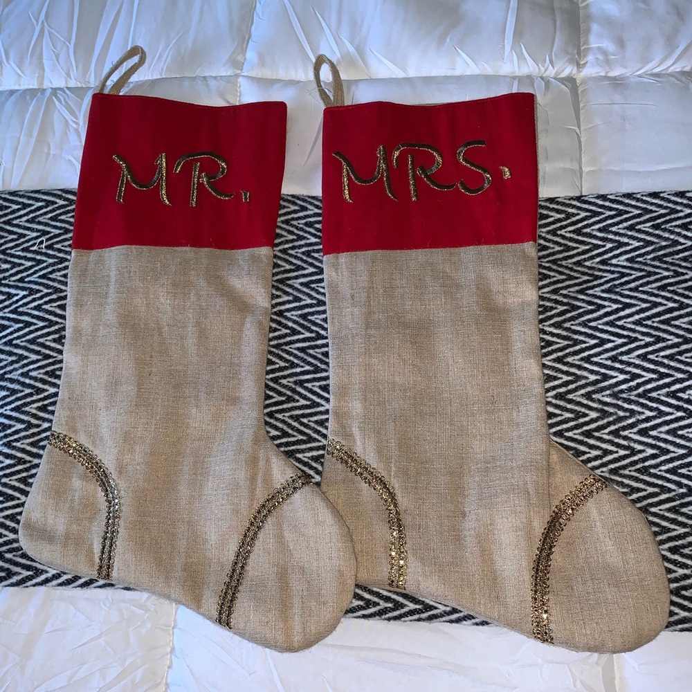 Mr & Mrs Christmas Stockings Wedding His Hers Newlyweds